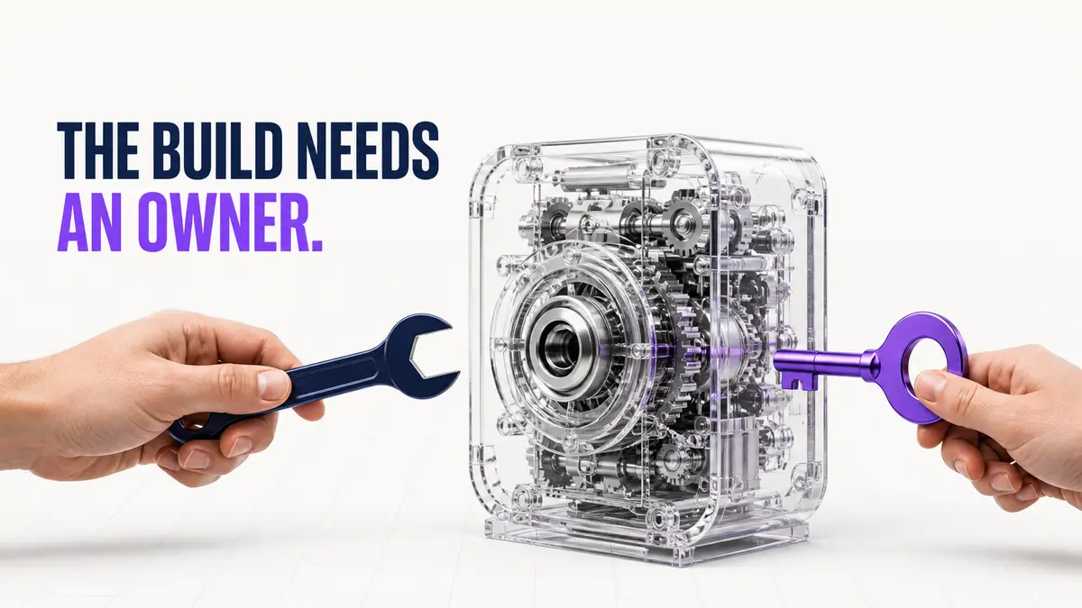 Two hands offer a DIY wrench and a managed-service key to the same transparent automation engine