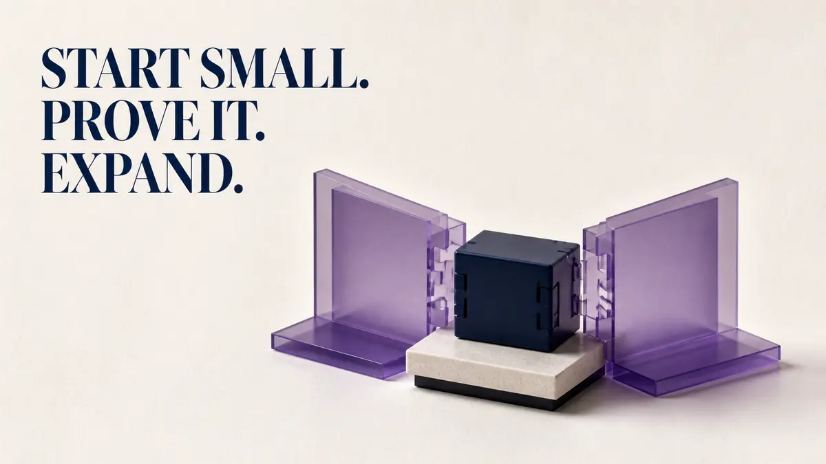 A small proven navy automation module expands into two controlled violet extensions