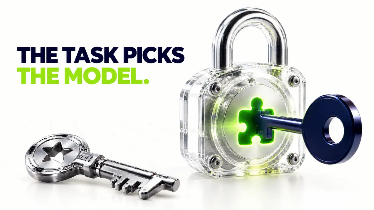 A navy key fits a task-shaped transparent lock while a shinier chrome key remains unused