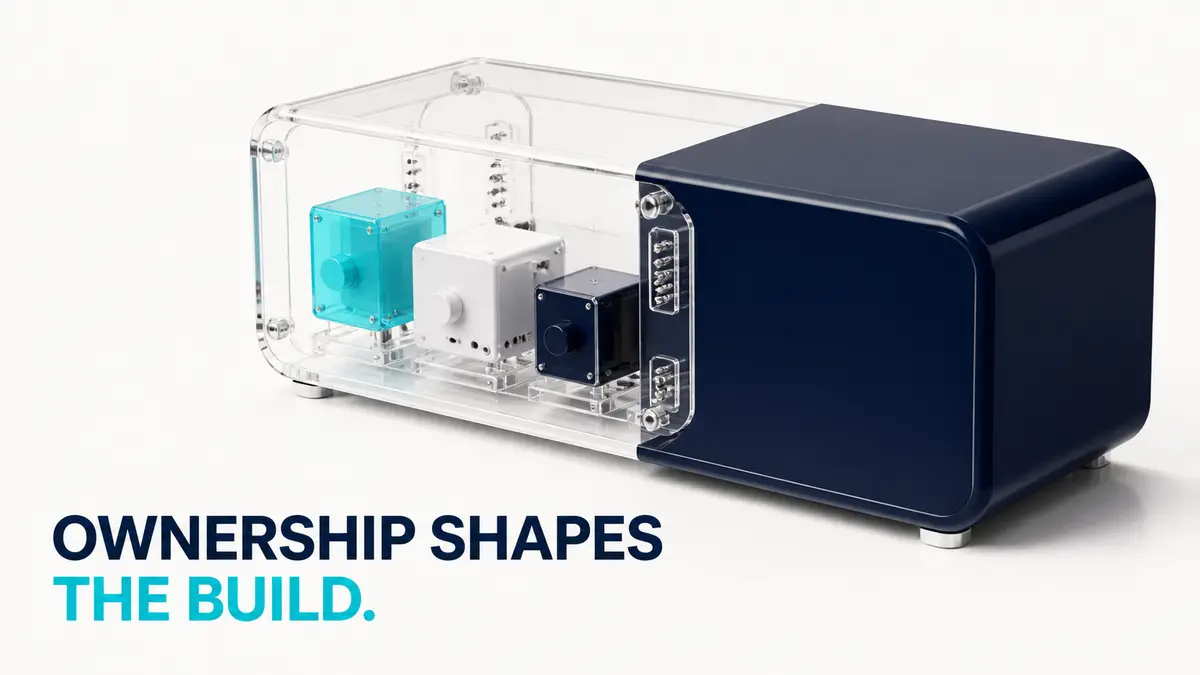One system chassis combines editable transparent workflow modules with a polished product-facing shell